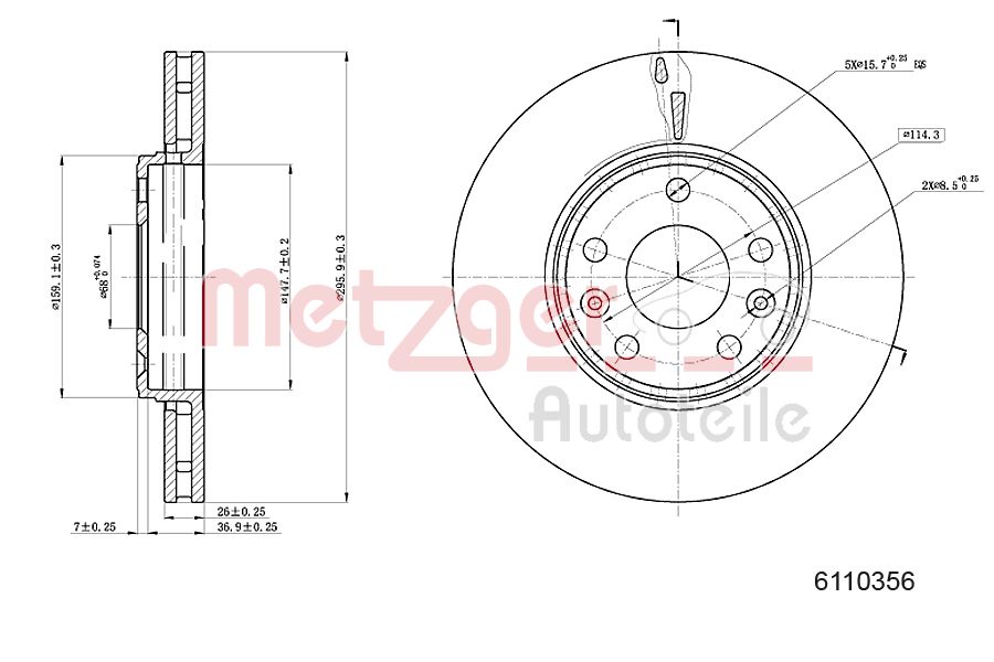 Remschijven Metzger 6110356