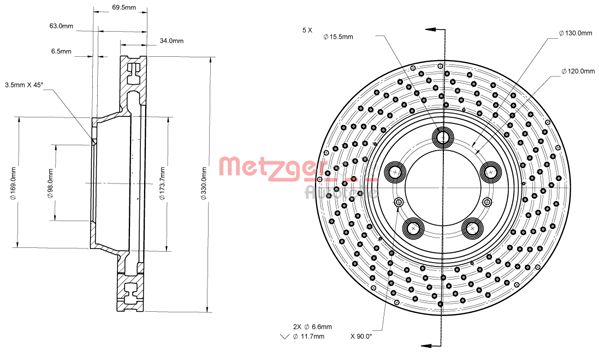 Remschijven Metzger 6110882