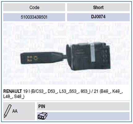 Knipperlichtschakelaar Magneti Marelli 510033438501