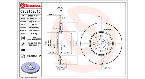 Remschijven Magneti Marelli 360406008400