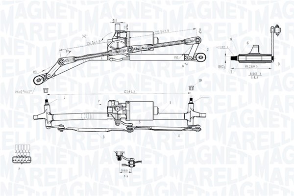 Ruitenwisserarm en mechanisme Magneti Marelli 064012005011