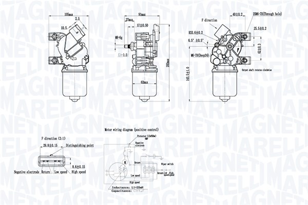Ruitenwissermotor Magneti Marelli 064360100010