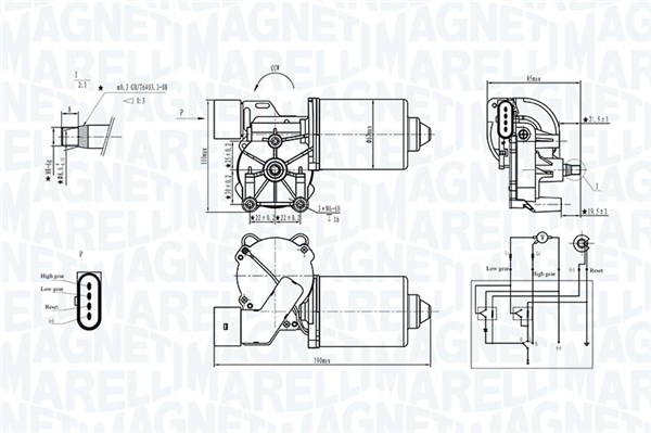 Magneti Marelli Ruitenwissermotor 064370300010