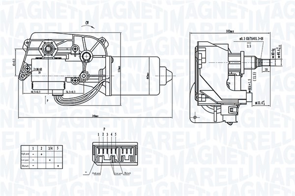 Magneti Marelli Ruitenwissermotor 064374000010