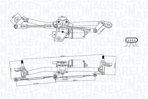 Ruitenwisserarm en mechanisme Magneti Marelli 064351751010