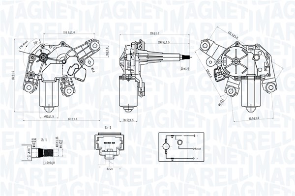 Ruitenwissermotor Magneti Marelli 064070100010