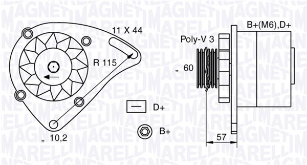 Alternator/Dynamo Magneti Marelli 063321173010