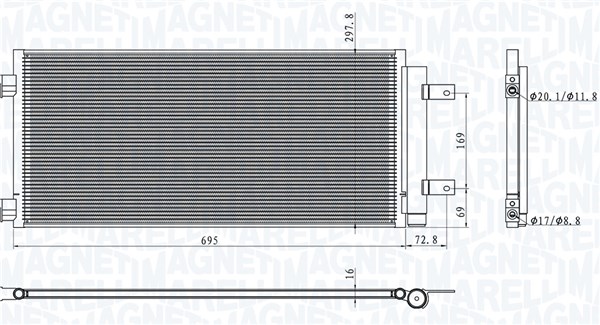 Airco condensor Magneti Marelli 350203101600