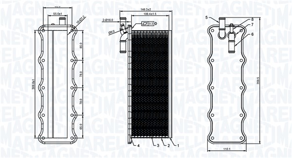 Intercooler, inlaatluchtkoeler Magneti Marelli 351319206190