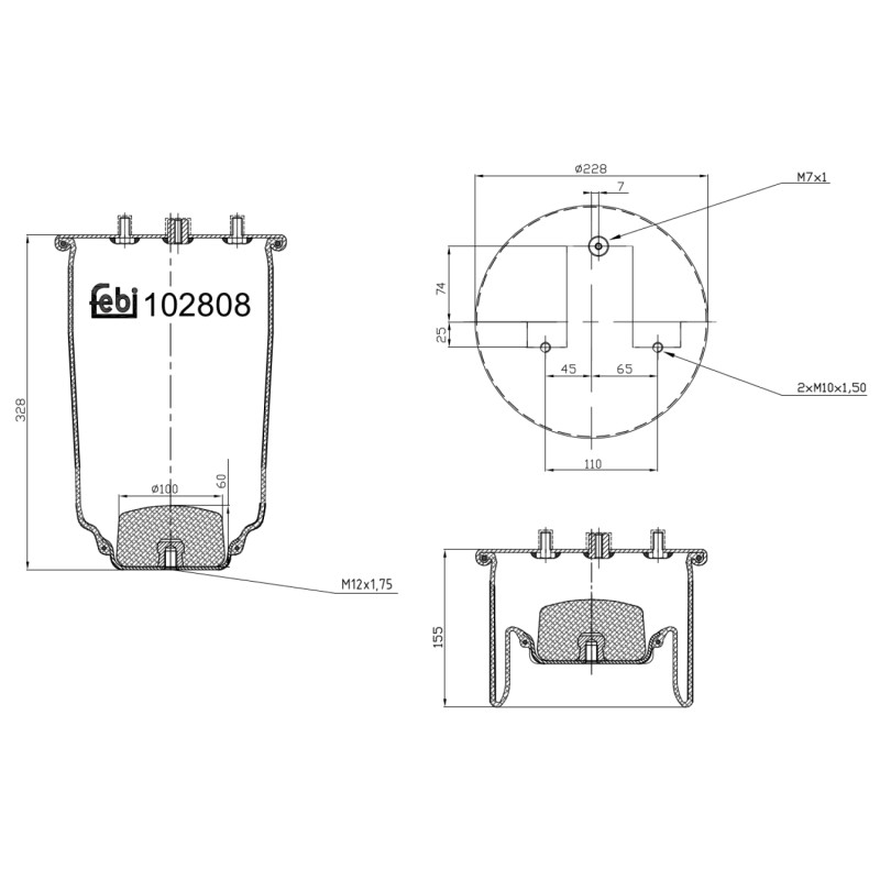 Veerbalg Febi Bilstein 102808