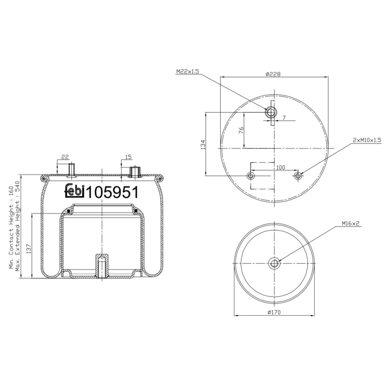 Veerbalg Febi Bilstein 105951