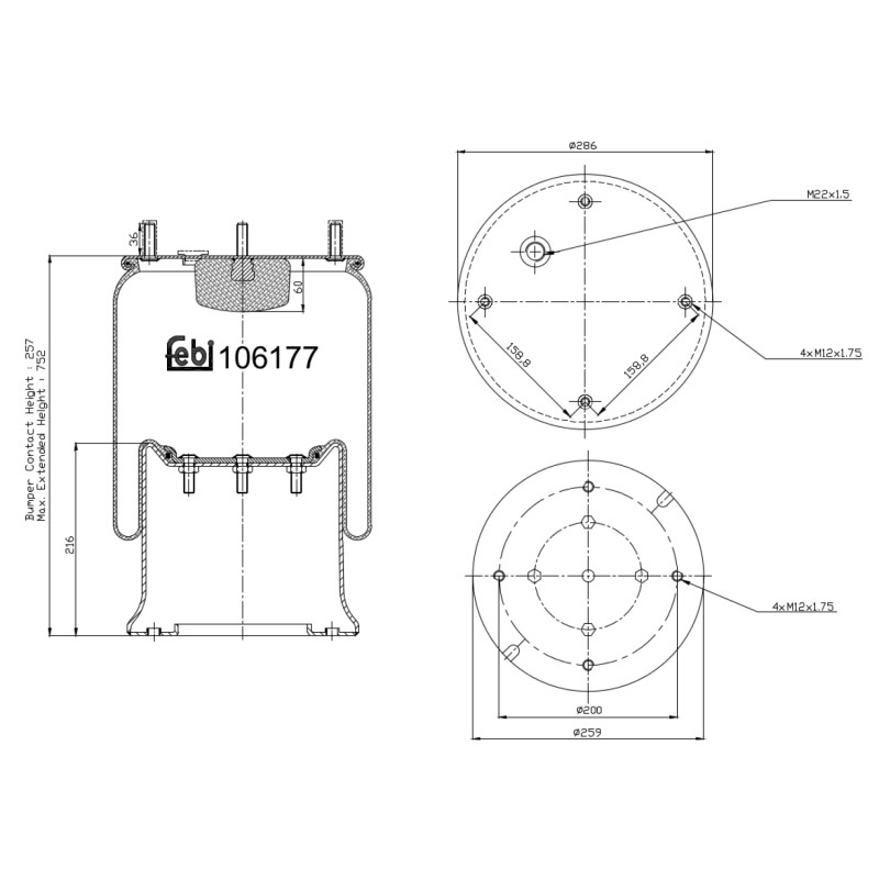 Veerbalg Febi Bilstein 106177