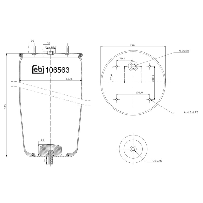 Veerbalg Febi Bilstein 106563