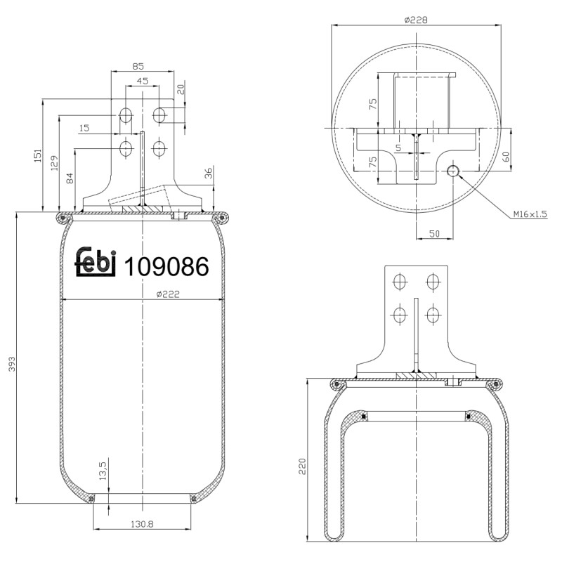 Veerbalg Febi Bilstein 109086