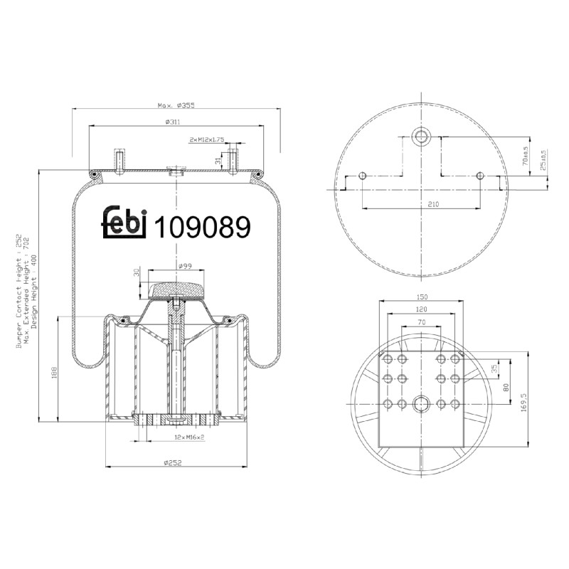 Veerbalg Febi Bilstein 109089