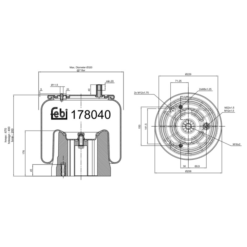 Veerbalg Febi Bilstein 178040