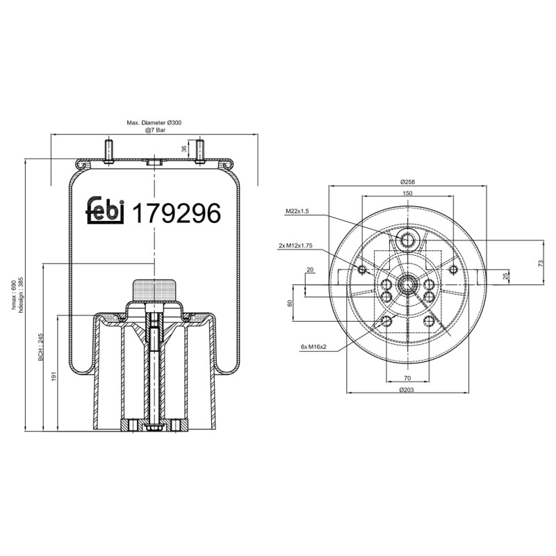 Veerbalg Febi Bilstein 179296