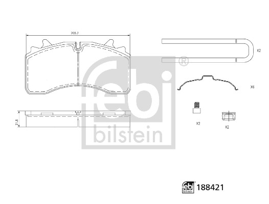 Remblokkenset, schijfrem Febi Bilstein 188421