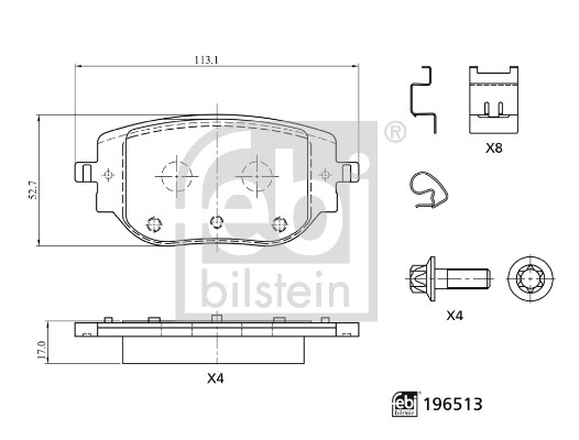 Remblokkenset, schijfrem Febi Bilstein 196513