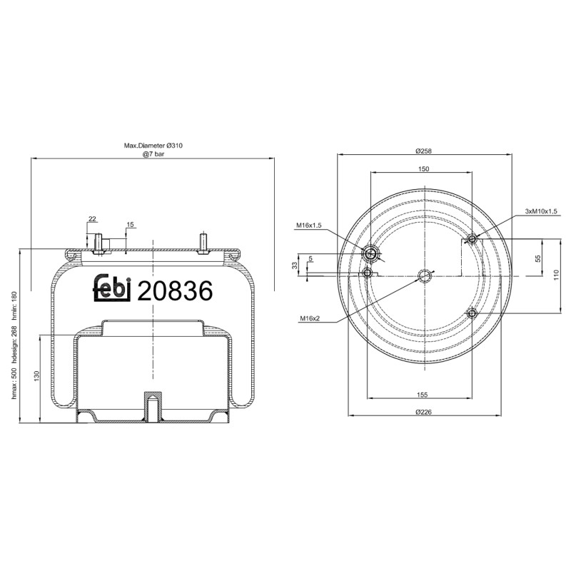 Veerbalg Febi Bilstein 20836