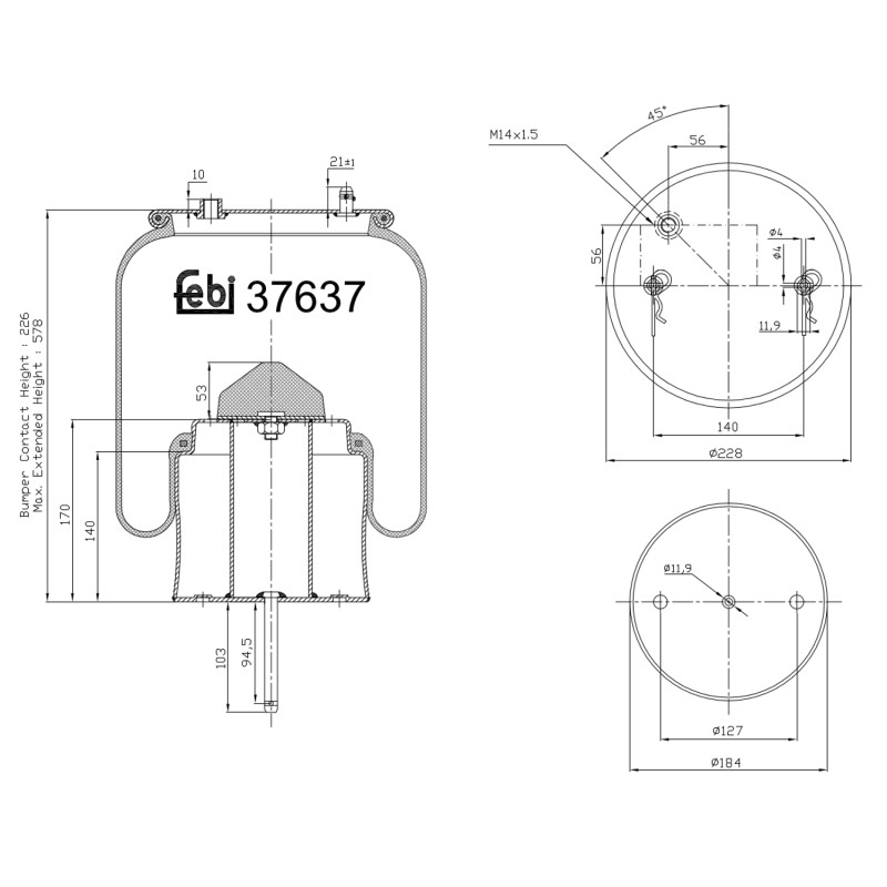 Veerbalg Febi Bilstein 37637