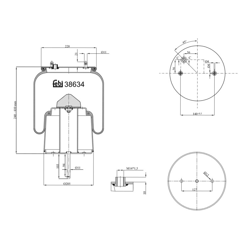 Veerbalg Febi Bilstein 38634