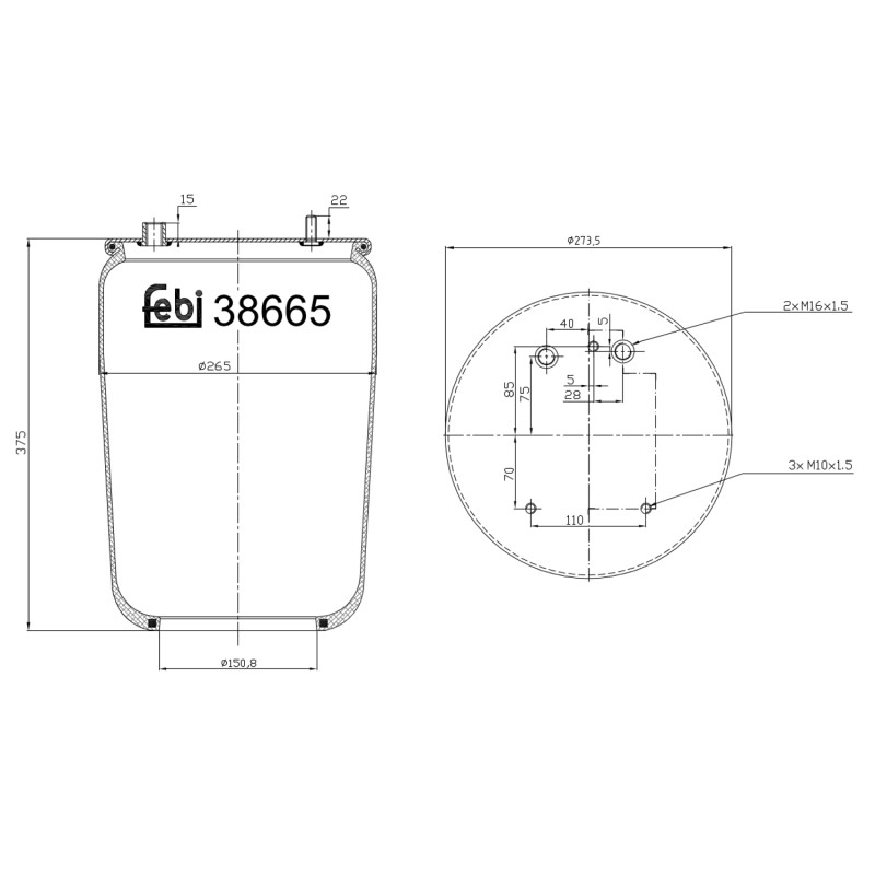 Veerbalg Febi Bilstein 38665