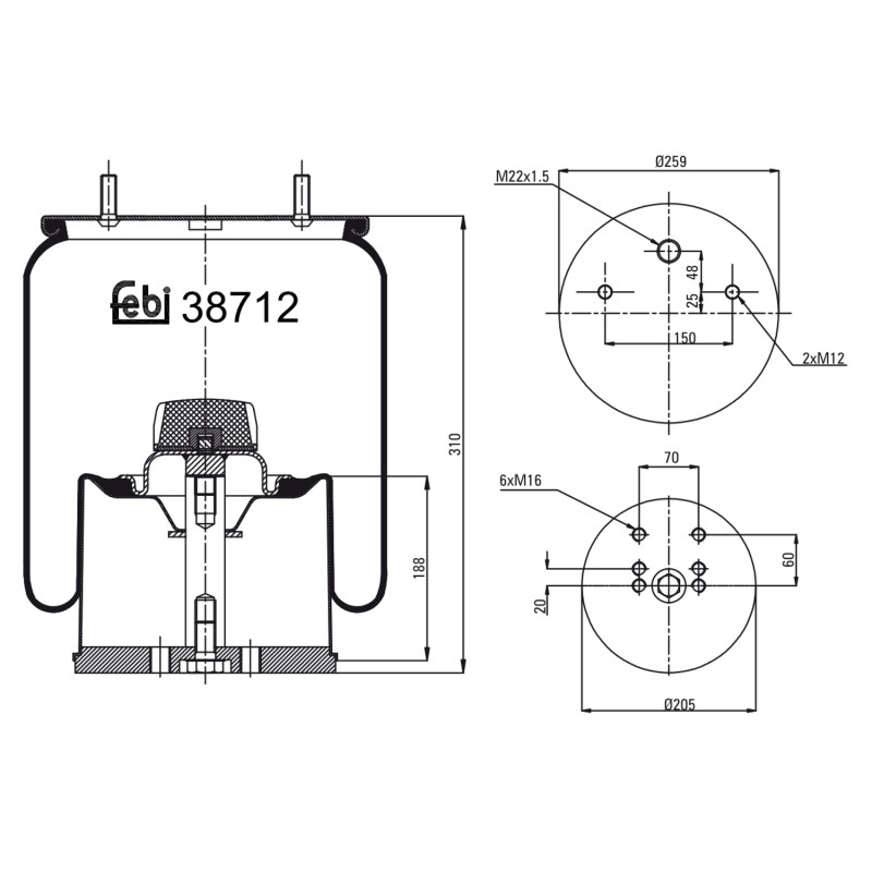 Veerbalg Febi Bilstein 38712