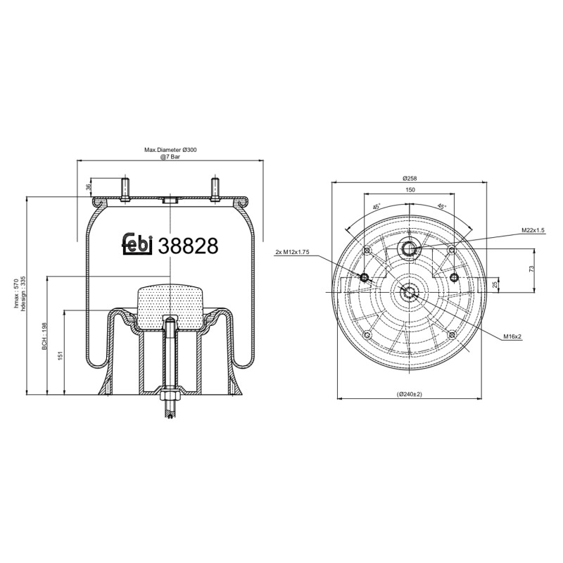Veerbalg Febi Bilstein 38828