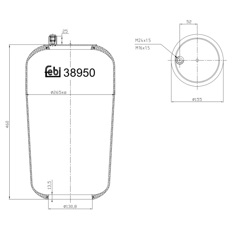 Veerbalg Febi Bilstein 38950