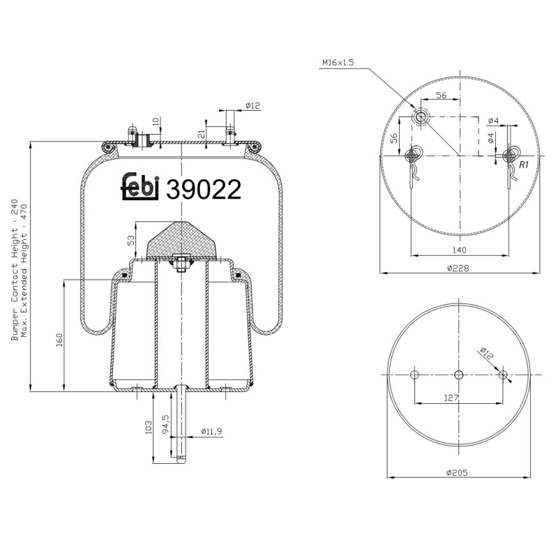 Veerbalg Febi Bilstein 39022