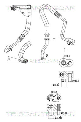 Hoge druk- / lage drukleiding, airconditioning Triscan 9010 29057
