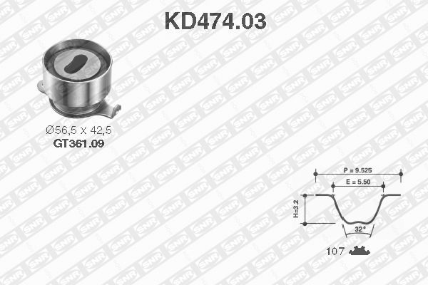 Distributieriem kit SNR KD474.03