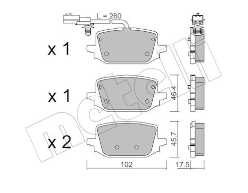 Remblokkenset, schijfrem Metelli 22-1366-1