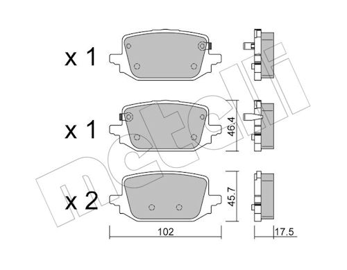 Remblokkenset, schijfrem Metelli 22-1366-2