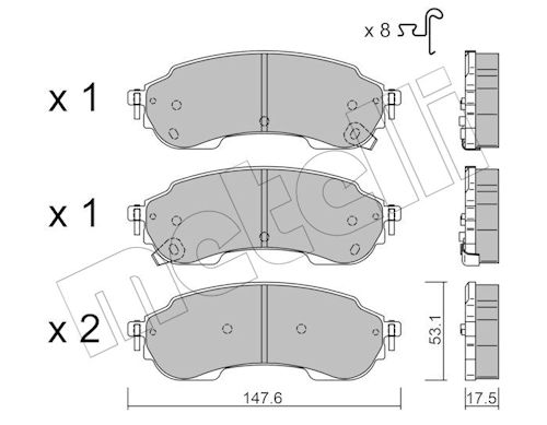 Remblokkenset, schijfrem Metelli 22-1375-0