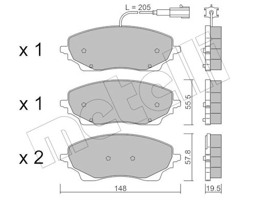 Remblokkenset, schijfrem Metelli 22-1379-0