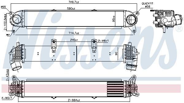 Intercooler, inlaatluchtkoeler Nissens 961402