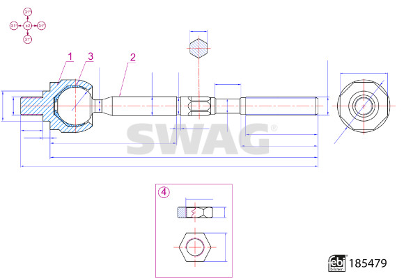 Axiaal gewricht / spoorstang Swag 33 10 9941