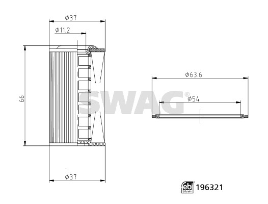 Hydraulische filter, automatische transmissie Swag 33 11 2124