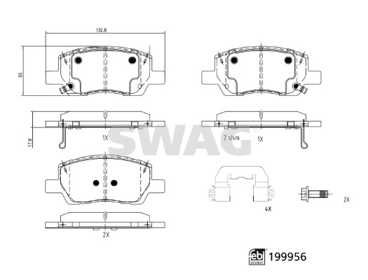 Remblokkenset, schijfrem Swag 33 11 3496