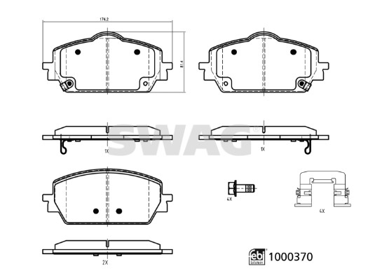 Remblokkenset, schijfrem Swag 33 11 3647