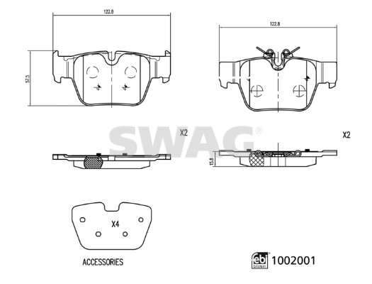 Remblokkenset, schijfrem Swag 33 11 4156