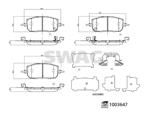 Remblokkenset, schijfrem Swag 33 11 4456