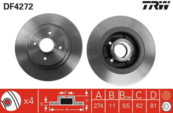 Remschijven TRW DF4272