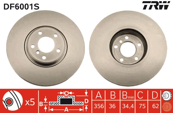 Remschijven TRW DF6001S