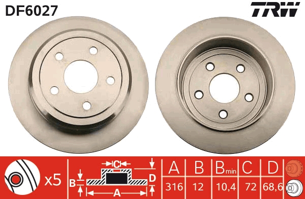 Remschijven TRW DF6027