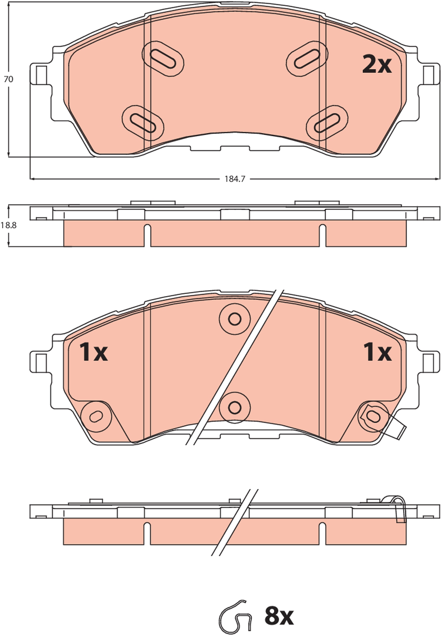 Remblokkenset, schijfrem TRW GDB2550