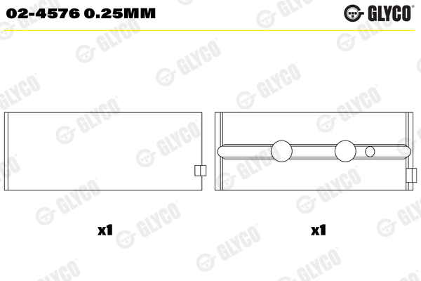 Hoofdlager Glyco 02-4576 0.25mm