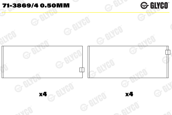 Drijfstanglager Glyco 71-3869/4 0.50MM